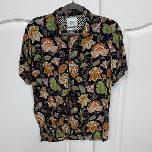 Denim & Flower Black Floral Short-Sleeve Button-Down Shirt